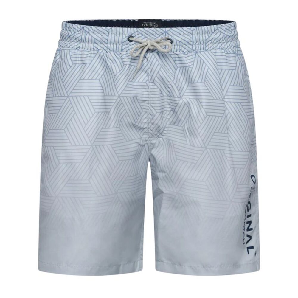 Crosshatch Mens Layotta Geometric Pattern Swim Shorts / Denim Blue